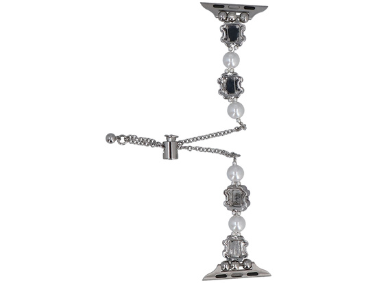 Bransoleta do smartwatcha GlacierX Slider Clasp Clover Motif Bracelet Crystal Pink do Apple Watch 38/40/41mm Srebrno-różowa