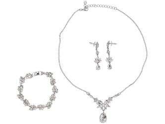 Komplet biżuterii Lśnienie Srebrny zestaw Naszyjnik + kolczyki + bransoletka