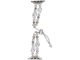 Bransoleta do smartwatcha GlacierX Slider Clasp Double Chain Cosmic Bracelet Meteor Gleam do Apple Watch 38/40/41mm Srebrna Cyrkonie