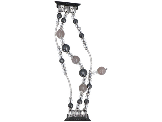 Neue Armbanduhr GlacierX Triple Strand Beaded Charm Bracelet Silver Blush für Apple Watch 38/40/41mm Grau