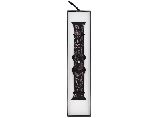 Pasek do smartwatcha GlacierX Silicone Wild Bloom Dusky Rose do Apple Watch 38/40/41mm Czarno-Różowy