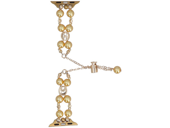 Bransoleta do smartwatcha GlacierX Slider Clasp Double Chain Pearl Bracelet Gold Gleam do Apple Watch 38/40/41mm Złota
