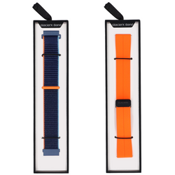 Zestaw dwóch pasków do smartwatcha GlacierX Silicone Magnetic Buckle Vibrant Orange + Grip Strap Nylon Ocean Blue 22mm