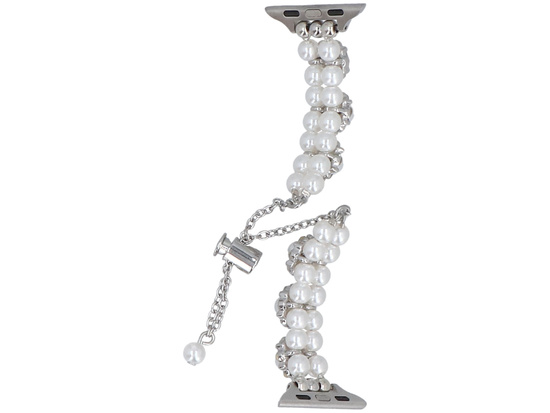 Bransoleta do smartwatcha GlacierX Slider Clasp Blossom Charm Bracelet Pearl Gleam do Apple Watch 38/40/41mm Srebrno-perłowa